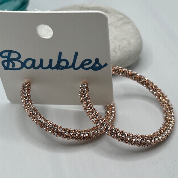 Baubles Rose Gold Hoops Austrian Crystals $12 EA or Bundle 3/$20 - Picture 4 of 6